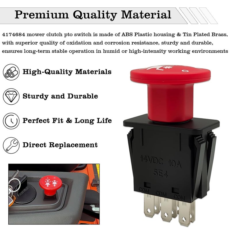 FBLOWMOD 4174684 Mower Clutch PTO Switch, 8 Terminals 10 AMP, Fit for Dixie Chopper Lawn Mower & Compatible for Classic RZT Pro Series SZT Pro Series Zee 2 RZT Mower Delta Series, Replace 500016, 430-528 - Image 3